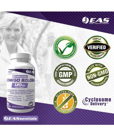 EAS Experimental and Applied Sciences Ginkgo Biloba 120mg | Supports Brain Function & Memory | High Levels of Flavonoids & Terpenoids | Better Absorption with Cyclosome Delivery | 90 Tablets - Buy Online on GoSupps.com