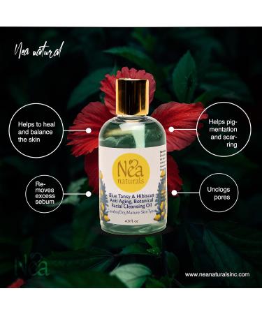 Blue Tansy & Organic Hibiscus Facial Cleansing Oil - Anti-Aging Pore-Deep Cleanser - 4.0 fl. oz - Ships Internationally - Buy Online on GoSupps.com