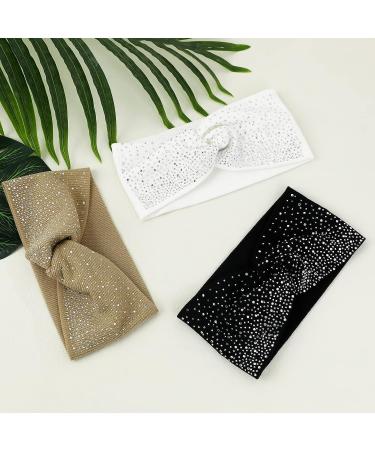Sparkly Crystal Wide Headbands for Women - 3 Pcs Bling Fancy Headbands - Buy Online on GoSupps.com
