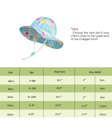 LANGZHEN Baby Girls Beach Sun Hat | Adjustable Wide Brim Toddler Hat with Chin Strap | Flamingo Print | 6-12 Months - Buy Online on GoSupps.com