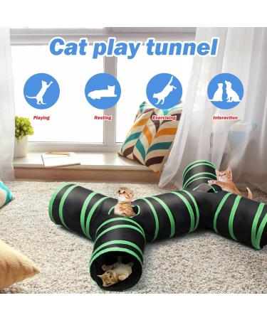 4 Way Collapsible Cat Tunnel - Interactive Kitty Toy with Storage Bag - Buy Online on GoSupps.com