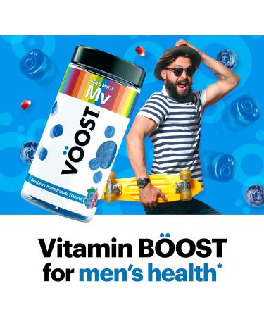 Voost Men's Multivitamin Gummies - Vitamin A B C D & Zinc Supplement for Daily Health - Blueberry Pomegranate Flavored - 90 Count - Buy Online on GoSupps.com