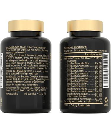 Probiotics Complex 50 Billion CFU - Bio Cultures Probiotics for Gut Health - Vegan Probiotic Supplements for Women Men Adults - 60 Acid-Resistant Capsules - 15 Strains with Prebiotics & Acidophilus - Buy Online on GoSupps.com