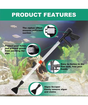 FREESEA 5-in-1 Fish Tank Gravel Cleaner with Algae Scraper - Aquarium Siphon Vacuum for Quick Water Change and Sand Cleaning - Buy Online on GoSupps.com