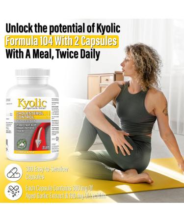 Kyolic - Cholesterol Control with Lecithin 360 Capsules - Kyolic Cholesterol Formula 104 - Cholesterol Lowering Supplement - Kyolic Aged Garlic Extract Capsules - Heart Health & Immune System Support 360 count (Pack of 1) - Buy Online on GoSupps.com
