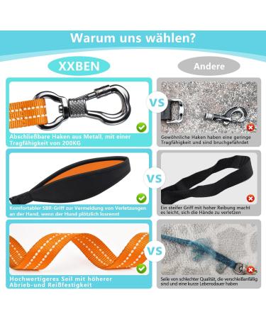 X XBen 10m Dog Tow Line | Robust Leash with Lockable Carabiner | Reflective Running & Training Line for All Dog Sizes | Comfortable Hand Loop | International Shipping - Buy Online on GoSupps.com