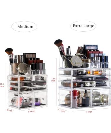 Cq acrylic Makeup Organizer Set - 3 Large Clear Cosmetic Display Cases with 6 Drawers for Vanity Storage - Buy Online on GoSupps.com