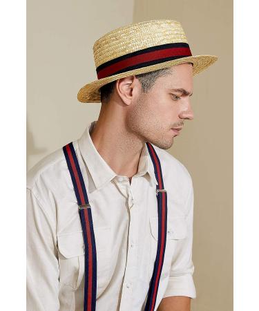 BABEYOND 1920s Gatsby Boater Hat - Red/Black - Small/Medium - Buy Online on GoSupps.com