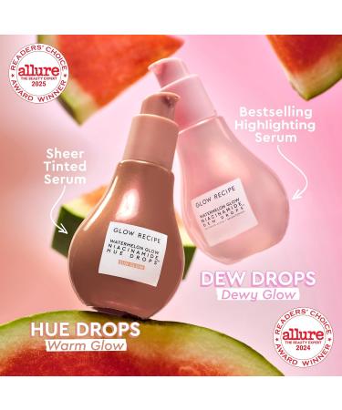 Glow Recipe Sun-Kissed Kit - Watermelon Glow SPF Dew Balm Sunscreen (0.58 oz) + Niacinamide Hue Drops Serum with Hyaluronic Acid (40 ml) - Protect from UVA Rays & Brighten Skin with a Warm Sun Glow - Buy Online on GoSupps.com