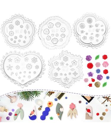 Flower Polymer Clay Molds  Flower&Leaf Polymer Clay Cutters Clay Molds Mini Rose Daisy Polymer Clay Molds for Polymer Clay Earrings Decor Jewelry Making