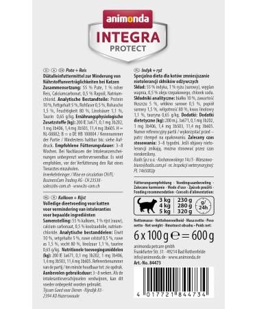 Animonda Integra Protect Cat Sensitive Diet Food - Turkey & Rice Wet Cat Food (6 x 100g) for Feed Allergy Relief - Buy Online on GoSupps.com