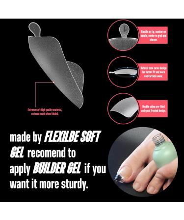 Novo Ovo 504 Long Toenail Tips - Clear Artificial Full Cover Gel Toenails Soft Gel Nail Set 12 Sizes for Easy Application - Buy Online on GoSupps.com