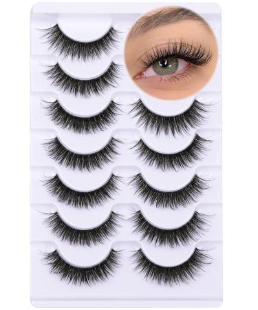 Natural Lashes Wispy False Eyelashes CC Curl Mink Lashes 5D Volume Clear Band Strip Lashes That Look Like Extensions 14mm Short Fake Eye Lashes Pack by Goddvenus