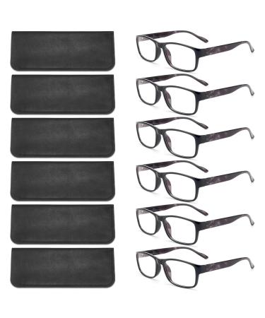 BLS BLUES Reading Glasses for Women/Men Blue Light Blocking, Fashion Readers Anti Eye Strain/Migraine Eyeglasses 6 Packs/Case Mix2 2.5 x