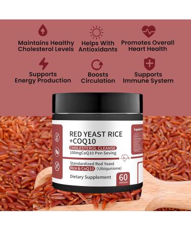 Red Yeast Rice with CoQ10 Supplement - red Yeast Rice Advanced 1200mg Formula for Heart & Cholesterol Support - 60 Capsules 60 Count (Pack of 1) - Buy Online on GoSupps.com