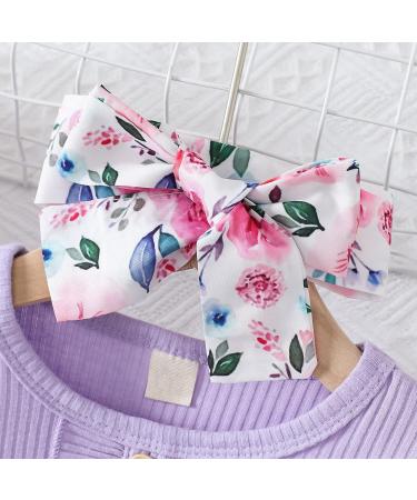 Haokaini Toddler Baby Girls Floral Ruffle Sleeve Dress Set | Princess Tutu Skirt Fall Outfit 12-18 Months - Purple - Buy Online on GoSupps.com