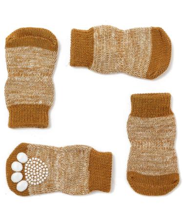 Pet Heroic Indoor Anti-slip socks for dogs and cats-8 sizes from S to 5XL for small-rianous animals-paw protection and traction thanks to silicone gel brown mode large