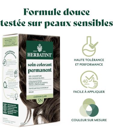  Herbatint Herbatint Permanent Hair Colour Treatment 5N Light Brown - 170 ml | Ammonia-Free 100% White Hair Coverage | Dermatologically Tested for Sensitive Skin with 8 Organic Plant Extracts - Buy Online on GoSupps.com
