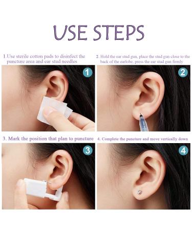 6 Pack Disposable Self Ear Piercing Gun Kit - No Pain Ear Piercings Tool (Blue/Purple) - Buy Online on GoSupps.com