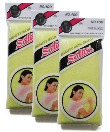 Salux Nylon Japanese Beauty Skin Bath Wash Cloth/Towel (3) Yellow