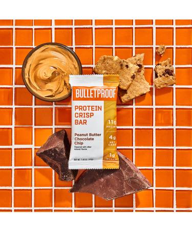 Bulletproof Protein Crisp Bars - Peanut Butter Chocolate Chip (12 Pack) | High Protein, Low Sugar - Buy Online on GoSupps.com