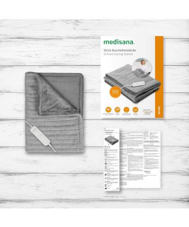 Medisana HB 680 Cuddly Heating Ceiling - Washable Soft Blanket with Automatic Switch-Off 3 Temperature Levels Gray Knitting Pattern | Buy Online - Buy Online on GoSupps.com