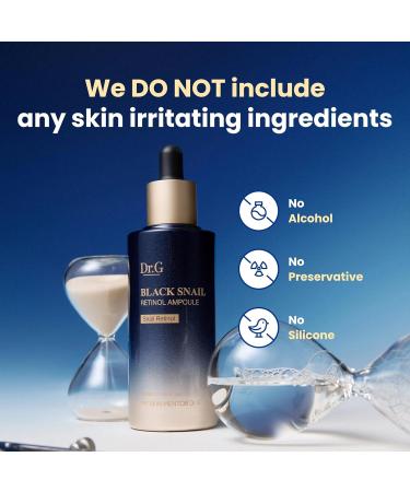 Dr. G Black Snail Retinol Ampoule - Korean Skincare with Snail Mucin - Advanced Retinol Face Ampoule for Glowing Skin - Anti Aging - Pore Minimizer for Fine Lines & Even Skin Tone Support - 1.69 fl oz - Buy Online on GoSupps.com