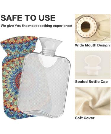 Boho Mandala Hot Water Bottle with Cover - 2L Hot Water Bag for Pain Relief & Compress - International Shipping - Buy Online on GoSupps.com
