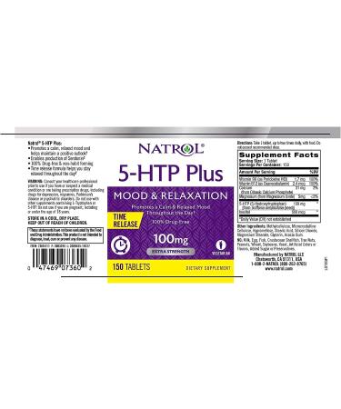 Natrol 5-HTP Plus Time Release Tablets - Promotes Better Mood and Sleep - 100% Drug-Free - 100mg, 150 ct - Buy Online on GoSupps.com
