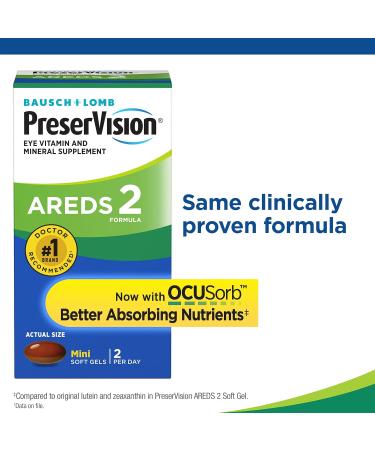 PreserVision AREDS 2 Eye Vitamin & Mineral Supplement, Contains Lutein, Vitamin C and E, Zeaxanthin, Zinc 120 Softgels (Packaging May Vary) (Pack of 2) AREDS 2 120 Count (Pack of 2) - Buy Online on GoSupps.com