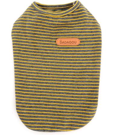 Paidful British Little Dog Shirt - Soft Cotton Striped Vest for Chihuahuas Yorkies & Puppies | Summer Tank Top S Size (20cm Back Length 32cm Bust) - Yellow - Buy Online on GoSupps.com