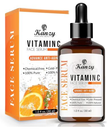 Kanzy Vitamin C Serum 20% with Hyaluronic Acid - Anti-Aging, Anti-Wrinkle, Dark Circles & Fine Lines - 30ml - Buy Online on GoSupps.com