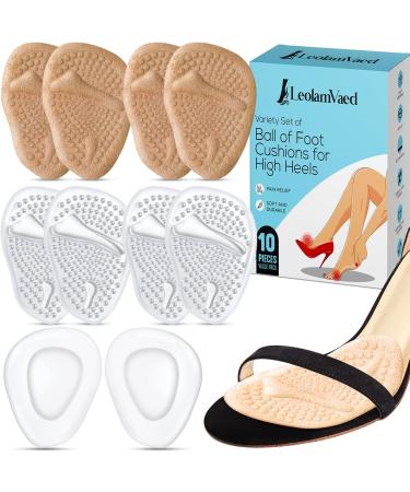 Reusable Metatarsal Pads Women  Ball of Foot Cushions for Women All Day Pain Relief and Comfort  Washable Heel Pads One Size Fits All High Heel Inserts (10 Pieces in A Set)