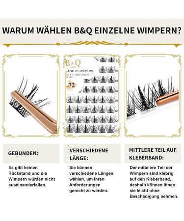 Shop 72 PCs B & Q DIY Individual Eyelashes - Fluffy Wispy & Reusable for Beginners | Perfect for At-Home Extensions (D-12mm B31) - Buy Online on GoSupps.com