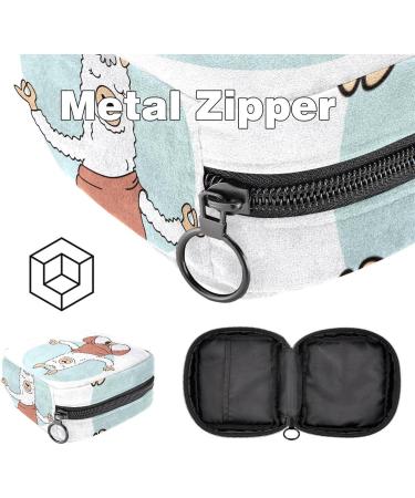 Stylish Menstruation Pad Bag with Zipper - Women's Tampon & Napkin Storage - Yoga Animal Alpaca Design - Buy Online on GoSupps.com