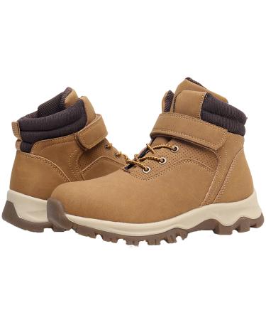 Dirafy Kids Boys Outdoor Hiking Boots - Unisex Child Water Resistant Non Slip Athletic Ankle Boots 13 Little Kid Tan