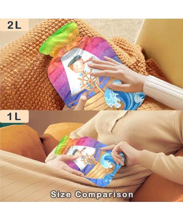 Naanle Watercolor Hot Water Bottle with Cover - 1L Transparent for Bed Hand & Feet Pain Relief | Heat & Cold Therapy - Buy Online on GoSupps.com