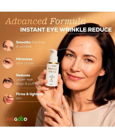 LIVEGOOD Instant Youth Wrinkle Reducer Face and Eye Smoothing Cream for Fine Lines and Puffiness Fast-Absorbing Silicate Formula for Temporary Firming and Visible Results in Minutes (30 mL) - Buy Online on GoSupps.com