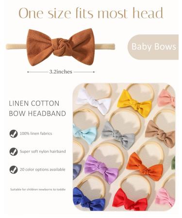 Jollybows 20pcs Baby Girl Hair Bow Headband - Nylon Hairbands for Newborns | Cute Hair Accessories for Children - Buy Online on GoSupps.com
