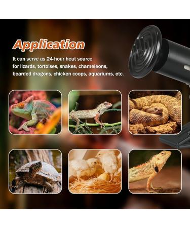 Coospider 100W Infrared Ceramic Heat Lamp for Reptiles & Amphibians - No Visible Light E27 Bulb Holder Perfect for Turtles Lizards Snakes & More - Buy Online on GoSupps.com