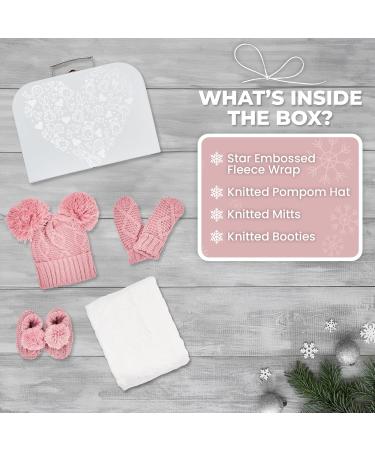 Baby Girl Winter Gift Set - Fleece Blanket, Hat, Booties, Gloves | Newborn & Baby Shower Winter Clothes | Warm Baby Gifts in Standard Rose - Buy Online on GoSupps.com
