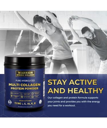 Warrior Strong Wellness Pure Hydrolyzed Multi Collagen Protein Powder Collagen Powder Boost Energy for Aging Skin Elasticity Hair & Nails Growth Support Joint Health (Unflavored) - Buy Online on GoSupps.com