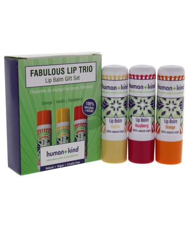 Human+Child Fabulous Lip Balm Trio | 100% Natural Vegan Lip Care - Orange Vanilla Raspberry - Moisturizes & Softens Lips - 3g - Buy Online on GoSupps.com