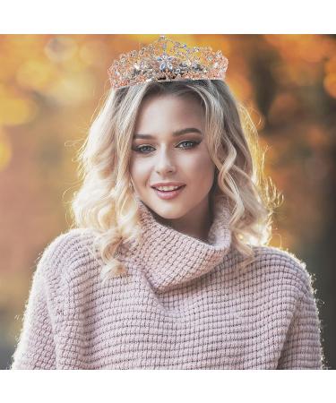 Rose Gold Crystal Rhinestone Bridal Tiara - Elegant Wedding Crown for Women - Buy Online on GoSupps.com