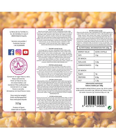 La Reina de las Tortillas - European leader in Mexican artisanal gastronomy - "Cochinita pibil" tamales. 100% nixtamilized corn. Suitable for celiacs. Tray of 3 units. Expiration 7 months - Buy Online on GoSupps.com