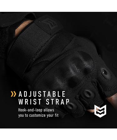 Mission Made Hellfox Tactical Fingerless Gloves for Men - Medium, Pitch Black - Buy Online on GoSupps.com