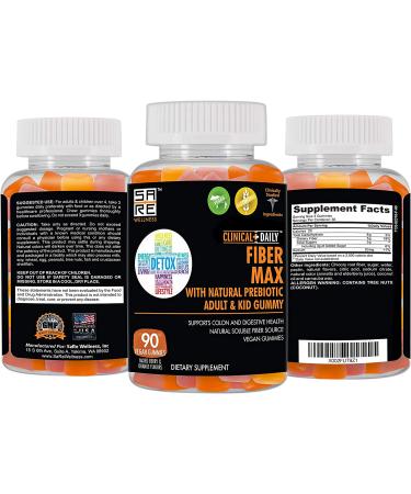 CLINICAL DAILY Fiber Max Vegan High Fiber Gummies - Constipation Relief for Adults & Kids | Prebiotic Inulin Supplement | 90 Gluten-Free Laxative Gummies - Buy Online on GoSupps.com