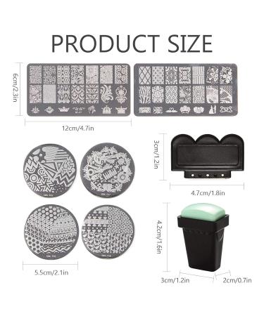 Niceneeded Nail Art Stamping Kit - 2 Rectangle & 4 Round Plates Nail Stamp & Scraper | DIY Nail Decoration Tools - Buy Online on GoSupps.com