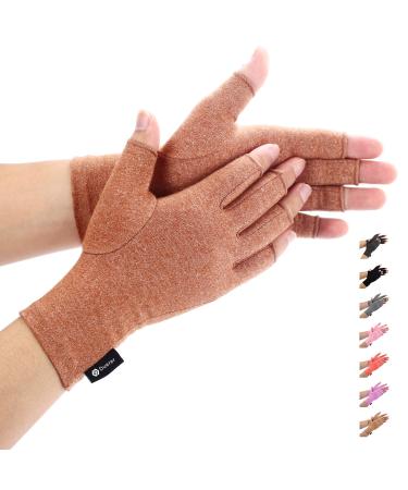 Duerer Arthritis Gloves Compressions Gloves Women and Men Relieve Pain from Rheumatoid RSI Carpal Tunnel Hand Gloves for Dailywork Hands and Joints Pain Relief(Brown L) L Brown