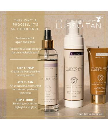 Lusso Rapid Self Tan Mousse for Face and Body Organic Vegan and Cruelty-Free False Tanning Body Mousse. Instant-drying. Streak-free Flawless Finish Fake Tan. Rapid Tanning Mousse - Buy Online on GoSupps.com